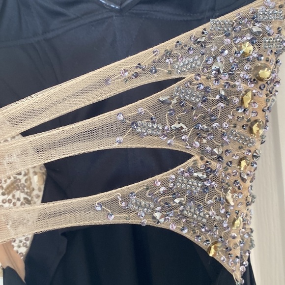 La Femme Chiffon Ruched Open Back Sequin Maxi Dress, Size 0 (Flawed) - Picture 9 of 12